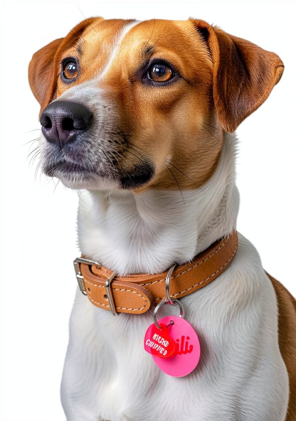 Small Microchipped Pet Tag Charm – Haven Print Co. Pink Heart 0.7" ID-1