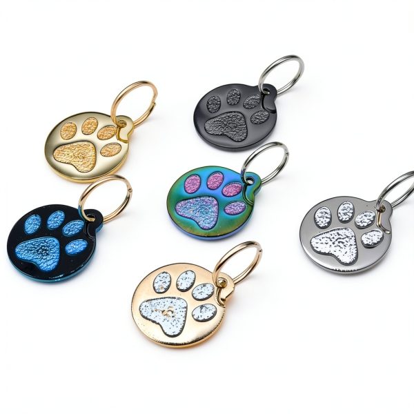 Engraved Cat Tag PetANTastic Round Paw Print Stainless Steel - 5-2