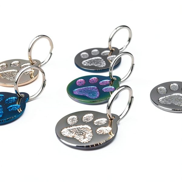 Engraved Cat Tag PetANTastic Round Paw Print Stainless Steel - 5-3
