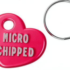 Small Microchipped Pet Tag Charm – Haven Print Co. Pink Heart 0.7" ID-0