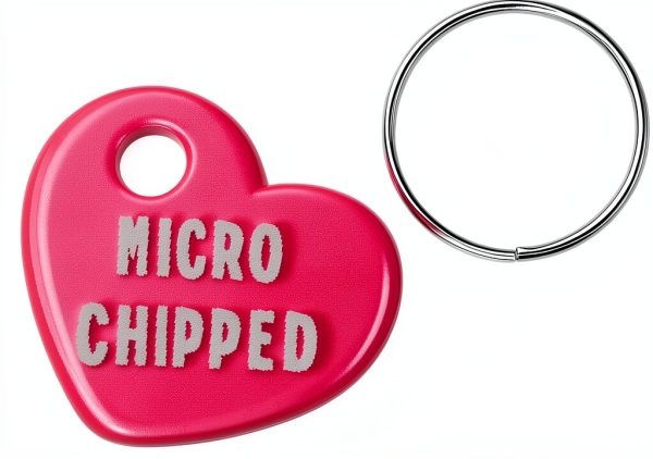 Small Microchipped Pet Tag Charm – Haven Print Co. Pink Heart 0.7" ID-0