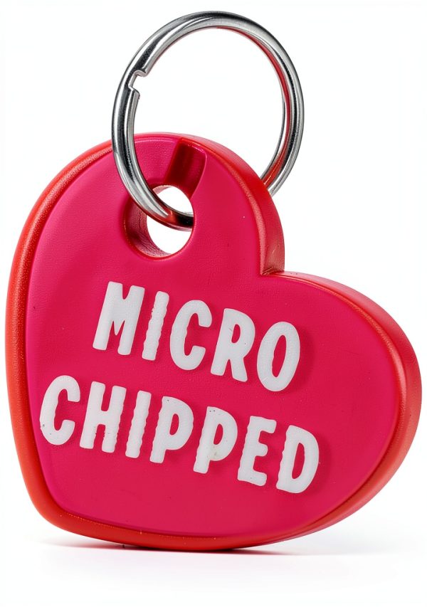 Small Microchipped Pet Tag Charm – Haven Print Co. Pink Heart 0.7" ID-3