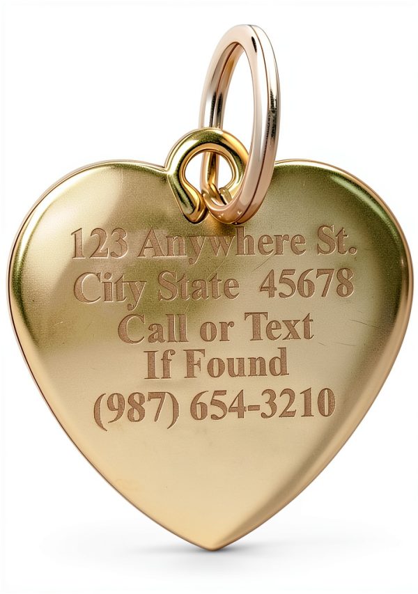Custom Engraved Personalized Gold-Plated Medium Heart Rhinestones Pet Jewelry ID Tag for Casual Use-1