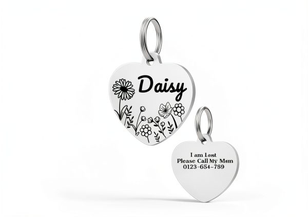 Personalized Dog Tags PET TAGS Stainless Steel Heart ID Tag Large-1
