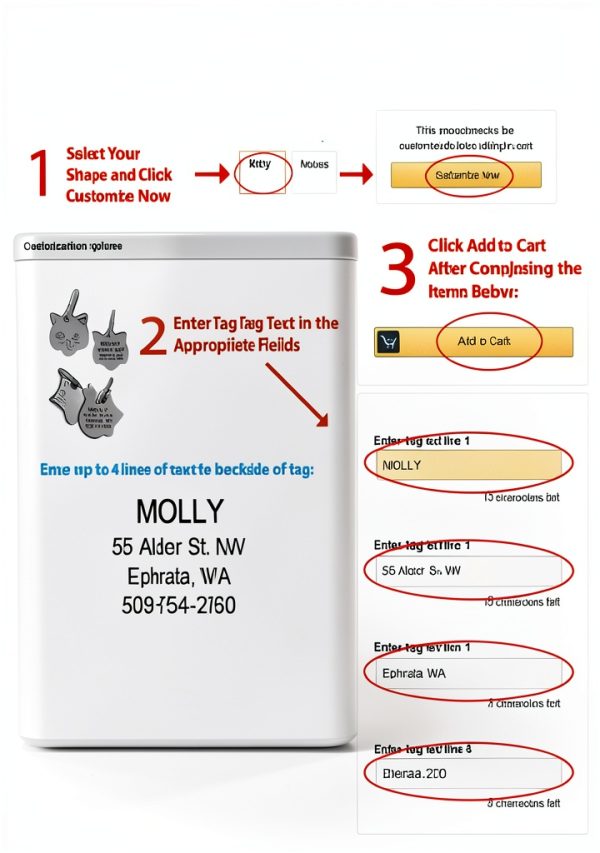 Cat ID Tag GoTags Personalized Stainless Steel Kitty Face Tag 1" x 1"-5