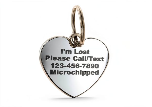 Custom Engraved Stainless Steel Heart Rhinestone Pet ID Tag by Yippo-1