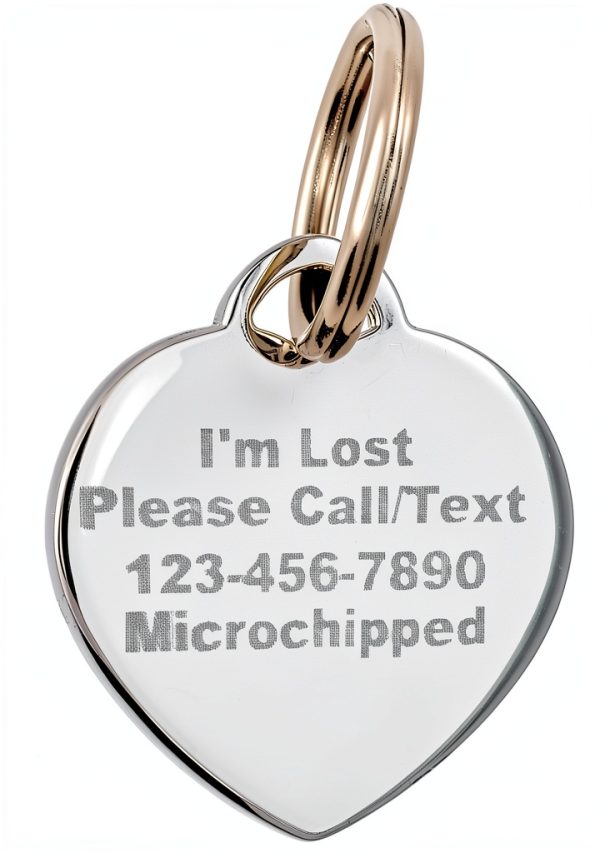 Custom Engraved Stainless Steel Heart Rhinestone Pet ID Tag Yippo-1