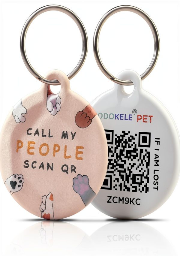 Cat QR Code Tag by Odokele Small White Plastic ID Tag for Cats-0