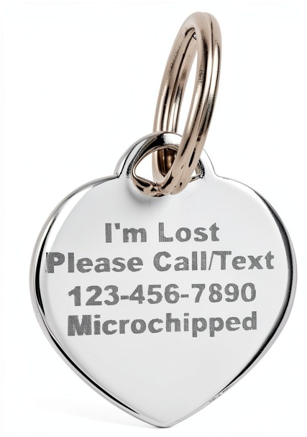 Custom Engraved Stainless Steel Heart Rhinestones Pet ID Tag by Yippo-1