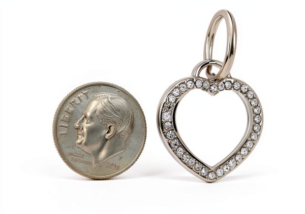 Custom Engraved Stainless Steel Heart Rhinestone Pet ID Tag Yippo-2