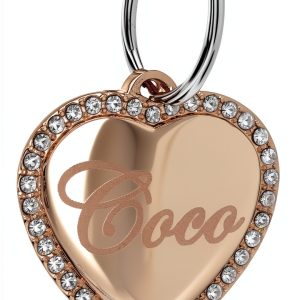 Custom Engraved Rose Gold Heart ID Tag for Cats and Dogs Yippo-0