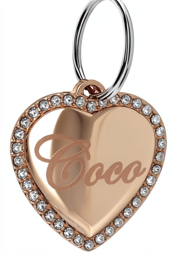 Custom Engraved Rose Gold Heart ID Tag for Cats and Dogs Yippo-0