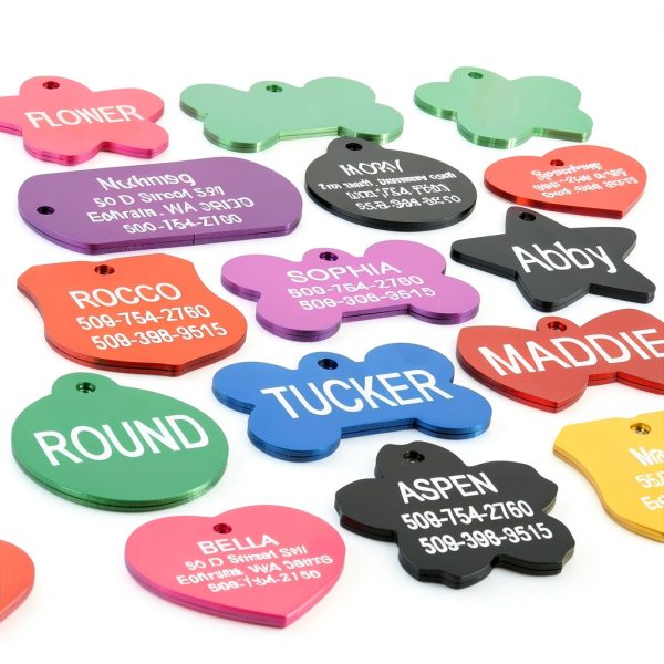 GoTags Personalized Dog and Cat ID Tags, Custom Engraved Bone, Round,-1
