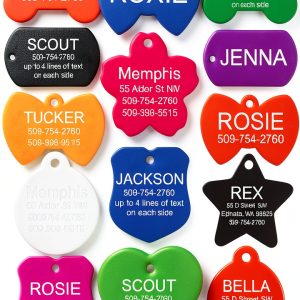 GoTags Personalized Dog and Cat ID Tags, Custom Engraved Bone, Round,-0