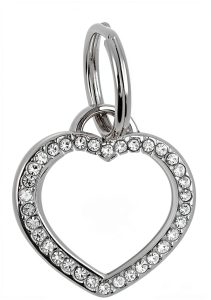 Custom Engraved Stainless Steel Heart Rhinestone Pet ID Tag Yippo-0