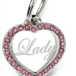 Custom Engraved Stainless Steel Heart Rhinestones Pet ID Tag by Yippo-0