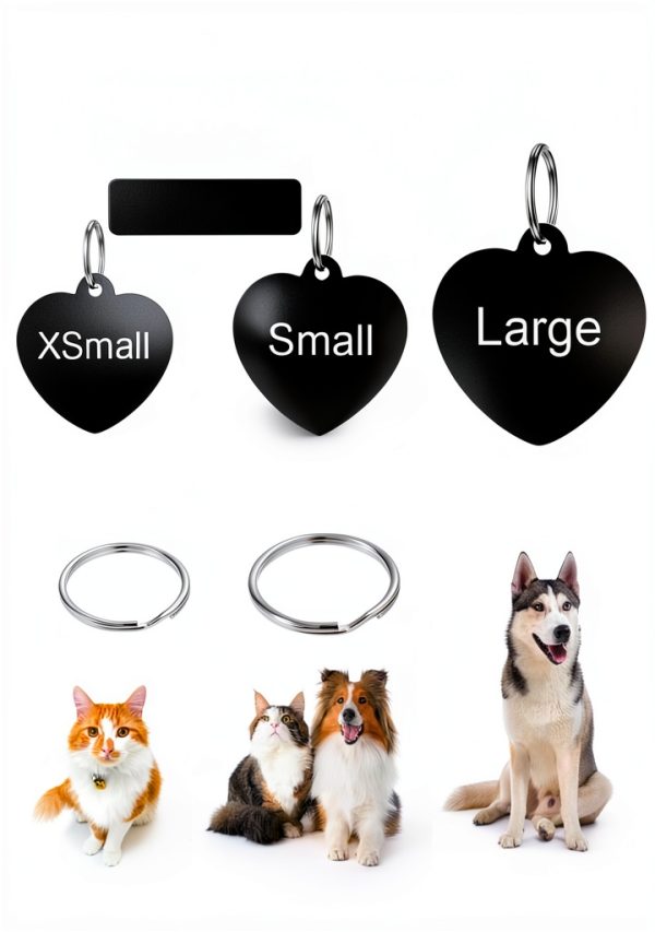 Personalized Dog Tags PET TAGS Stainless Steel Heart ID Tag Large-2