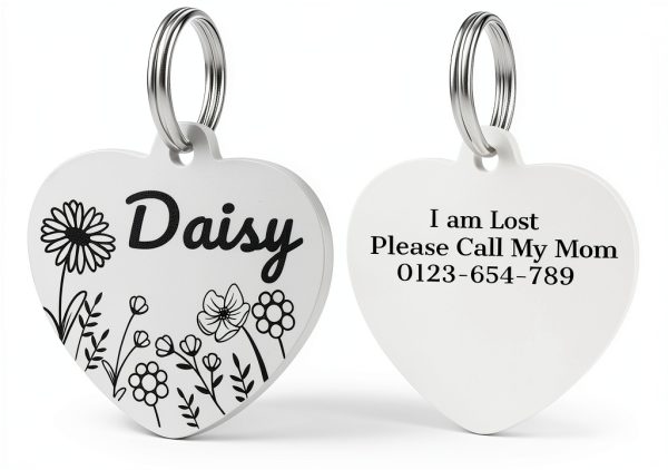 Personalized Dog Tags PET TAGS Stainless Steel Heart ID Tag Large-0